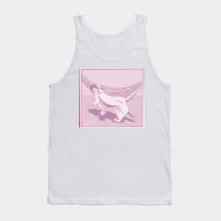 Woman In Hammock With Book In Rose Tank Top